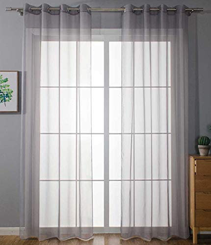 2er Set Ösenvorhänge Transparent »Uni« Gardine HxB 175x140 cm Grau Stores Vorhang Ösen Bleibandabschluß Wohnzimmer, 20332-cn2