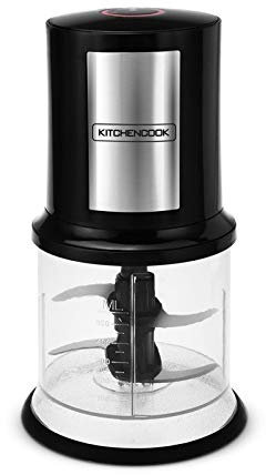 Kitchencook - Mini Hachoir électrique 500ml - 2 Lames En Acier Inoxydable - Bol Gradué - Vitesse Rotation 27000trs/min