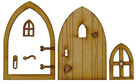 Set di porte e finestre in legno di alta qualità – per alberi in miniatura in legno fata Pixie Garden Outdoor Decor per la casa bambini