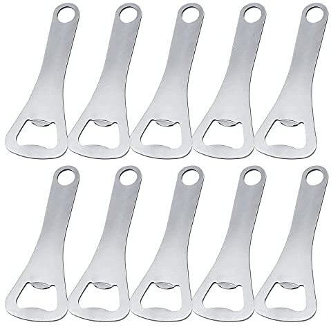 KONAMO Bottle Openers Pack 10Pcs Crown Bottle Opener Bulk Beer Bottle Opener for Home Pub Outdoor Bartender Bottle Openers,Men DIY Gifts, Silver