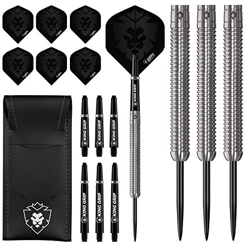 KOTO - Kingmax 90% Darts 25 G, Silber, Darts Set inkl. 3 Barrels,Flights + Shafts & Dartwallet, Fester Ringgrip