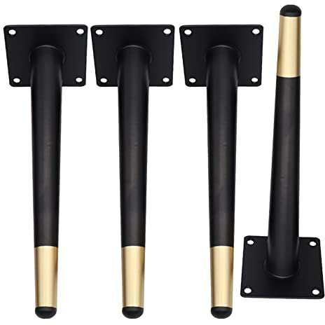 Möbelfüße Sofafuss Gerader Kegel Tischbeine Schrankbeine Sockelfuß Metall Möbelbeine Möbelfüsse Für Schrank Sofa Stuhl Couchtisch Tische Schränke Couch 4 Stück,10-72cm Hoch (35cm/13.8in,Black+Gold)