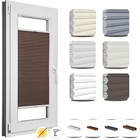 Thermo und Verdunkelung Plissee zum Bohren Wabenplisee nach Maß Sonnenschutz Doppelplissee für Fenster Innen 23 Farben zur Auswahl