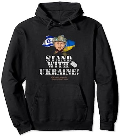 Ukraine Israel Flaggen Dog Tag Zelensky Stand with Ukraine Pullover Hoodie