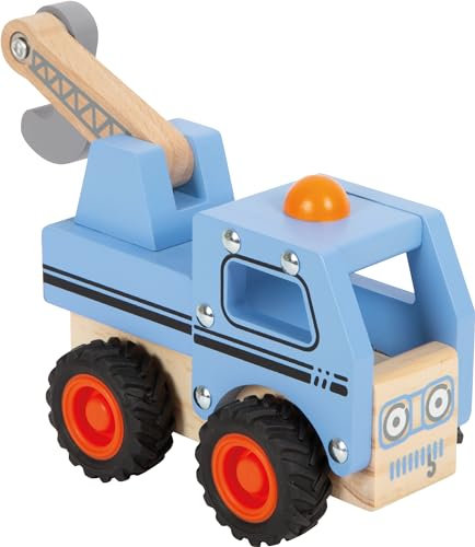 Small Foot Dépanneuse en Bois FSC® 100%, Voiture de Jeu avec Grue Mobile, dès 18 Mois, 12446