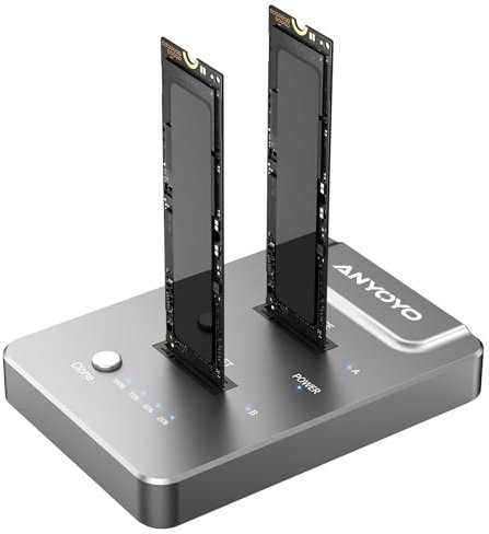 NVMe M.2 Clone SSD, M2 SSD Offline Clone Station 10 Gbps Dual Bay M.2 NVMe Docking Station USB3.2 Gen 2 M.2 Clone NVMe Dual Bay NVMe M2 SSD per NVMe 2230/2242/2260/2280