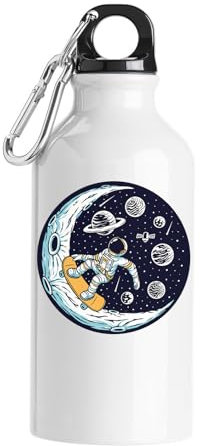 Astronaut Skateboarding On The Moon Tourist Wasserflasche Weiß