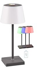 lightling LED Tischlampe Sandro in Anthrazit, Lichtfarbe einstellbar, RGBW Farbwechsler, Sensordimmer, Akkubetrieb mit USB-C Anschluss, IP44 Outdoor, Ø 13 cm, Höhe 30 cm, Kunststoff