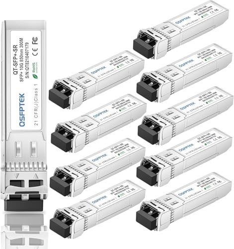 QSFPTEK (10Pack) 10GBASE-SR SFP+ Modul 10G 850nm 300M DDM LC Port Multimode SFP+ Transceiver Kompatibel für Cisco SFP-10G-SR, Ubiquiti UF-MM-10G, Mikrotik, Supermicro