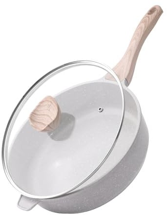Kordisen Nonstick Ceramic Deep Frying Pan, 28 cm Non Toxic Skillet with Lid, Healthy Saute Pan for Cooking, Induction Cookware, PFOA & PFAS Free