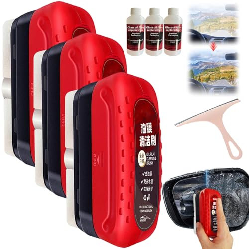 Ölabweisende Folie für Autoscheibe, Auto Öl Film Reinigungsbürste, Automotive Oil Film Cleaning Brush, Multifunktionale Kfz-öLfilm-ReinigungsbüRste, Ölfilm-Entferner für Windschutzscheiben (3PCS)
