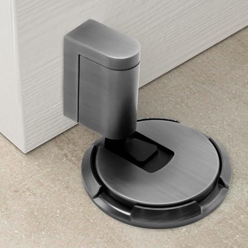 Yiomxhi Türstopper Boden Selbstklebend Schwer Türhalter Tür Stopper ohne Bohren Höhenverstellbarer Türpuffer Wandschutz Türfeststeller mit 3M-Klebeband Schrauben Door Stopper, Grau