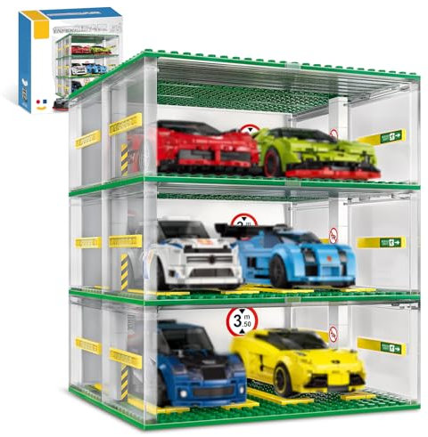 TOY PLAYER DIY 3-Story Garage Building Blocks Set, Compatible with Speed Champions Cars, 130PCS Garage Toy Display Stand (Cars Not Included)