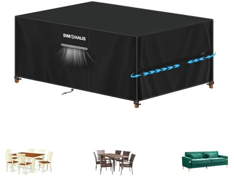 SIMPHAUS Abdeckung Gartenmöbel Abdeckung Wasserdicht Abdeckhaube Gartenmöbel 420D Oxford mit Belüftungsöffnungen,Schutzhülle für Gartentische,Balkonmöbel,Lounge Möbel Outdoor Abdeckung 140x90x75cm