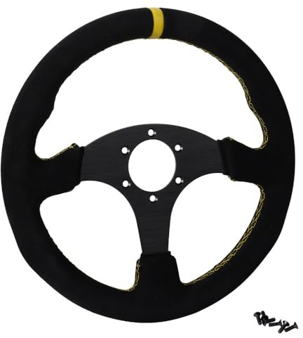 Volante da Corsa universale,Volante da Corsa Volante piatto da 330 mm in pelle scamosciata con telaio in alluminio da 13 pollici da corsa(B)