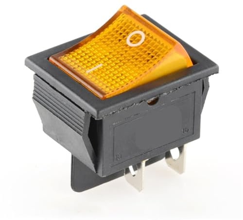 1pc KCD4 Rocker Switch On Off 6 Pin With Led 4 16A 250V 220V T85 20A Small 6Pin 4Pin Light For 2 Position 220 230V Lamp 10A Rocket(Yellow Light Switch,4 Pins)