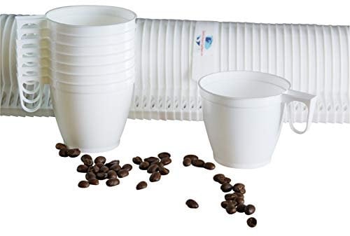 Gastro-Bedarf-Gutheil 120 Kaffeebecher Einweg Kaffeetassen Plastik mit Henkel Weiß