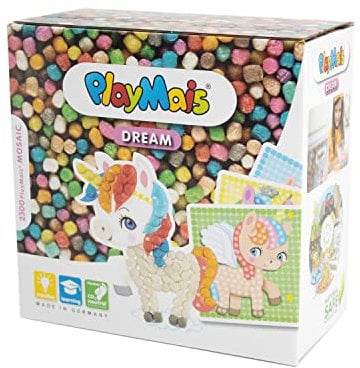 Playmais MOSAIC Dream Unicorn Kreativ-Set zum Basteln für Kinder ab 5 Jahren | Über 2.300 Stück & 6 Mosaik Klebebilder mit Einhörnern | Fördert Kreativität & Feinmotorik | Natürliches Spielzeug