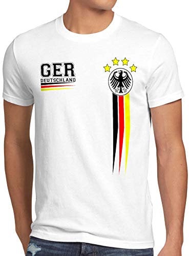 style3 Deutschland Herren T-Shirt EM 2024 Germany Fußball Europameisterschaft Trikot Spieler, Größe:4XL, Farbe:Weiß
