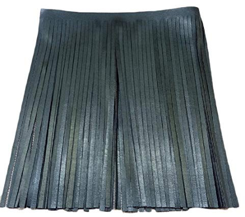 Yalulu 2 Meter Leder Quaste Schnittfranse Fransenborte Fransen Rock Kleidersack Fransenband DIY Saum Kleid Garment Apparel Dekoband (Schwarz)