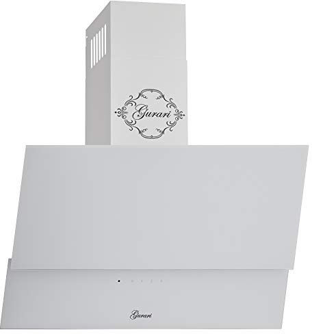 Gurari Weiße Dunstabzugshaube 60 cm kopffrei GCH D 268 WH.6 Glas | Wandhaube Umluft/Abluft | Abzugshaube 1000m³/h mit Fernbedienung (EEK A) | Randabsaugung, TouchControl, Timer inkl.Umluftset