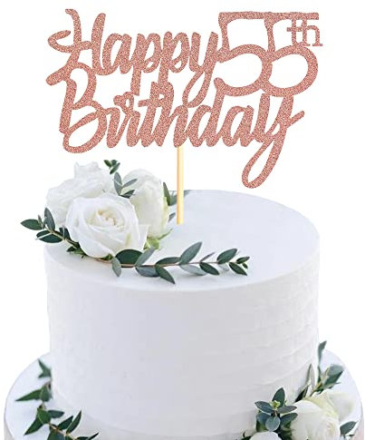 Sumerk 1 Stück 55.Geburtstag Tortendeko Happy 55th Birthday Cake Topper kuchen deko geburtstag für 55 Geburstagstorte Deko Jungen Mädchen