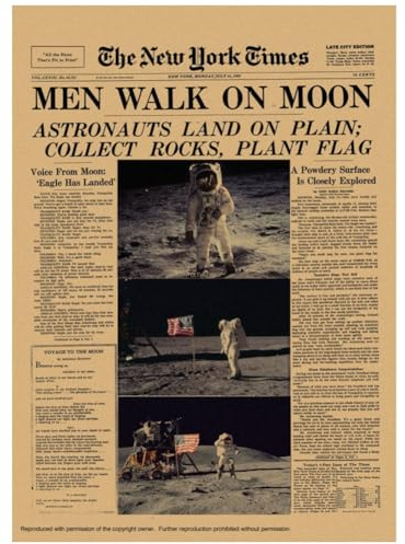 Casecover Raum Vintage Retro Packpapier-Plakat Männer Weg Auf Mond Zeitung Kreative Unframed Indoor-Kunst-wanddekoration