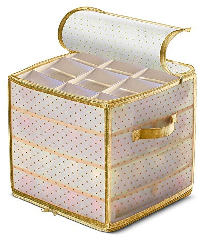 Corlidea Robuste Aufbewahrungsbox für Weihnachtsschmuck, Organizer-Tasche mit Griffen - Bewahren Sie bis zu 64 Standard-Weihnachtskugeln Und Weihnachtsdekoration Sicher auf 30x30x30cm