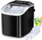 Maquina Hielo Domestica Pequeña Máquina de Hacer Hielo con asa de Transporte, 26.5Lbs/24H Máquina Hielo Cubitos Ice Maker de mostrador para el hogar autolimpiante(negro)
