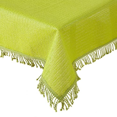 Gartentischdecke Tischdecke Weichschaummaterial mit Fransen rutschfest wetterfest 7 Farben und Größen Hellgrün 130x160 cm eckig