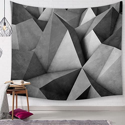 EHOMERY Tapicería Suelo Tapiz Suelo Piscina Barato Gris Arte Geométrico Visual 3D Tapiz Playa Toalla Tapiz De Pared Grande Naturaleza 59x51 Inches