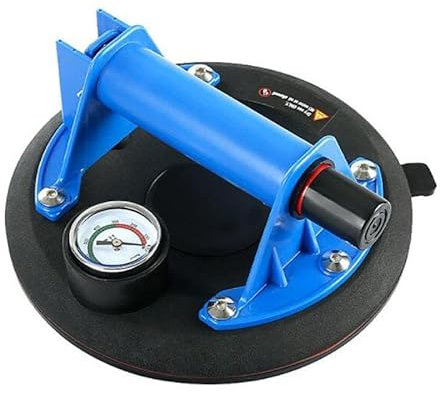 KATSU 8 Inch Vacuum Suction Cup Glass Lifter, 200kg Load Capacity, 3 Layers, Heavy Duty Industrial Tile Suction Lifter with Pressure Gauge and Handle for Lifting Granite Glass Floor Tiles
