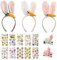 3 Stück Ostern Hasenohren Haarreifen,Plüsch Osterhase Ohren,Hasenohren Haarreif,Hase Ohren Stirnband mit 2pcs Hasen Haarspangen und 10 Osteraufkleber,für Mädchen Ostern Mottoparty Kostüm Zubehör