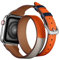 Compatibile con Apple Watch Band 49mm 45mm 44mm 42mm 41mm 40mm 38mm, Cinturino di Ricambio Sottile in Vera Pelle a Doppio Giro per iWatch Series Ultra 8 7 6 5 4 3 2 1 SE,Orange,42/44/45/49mm