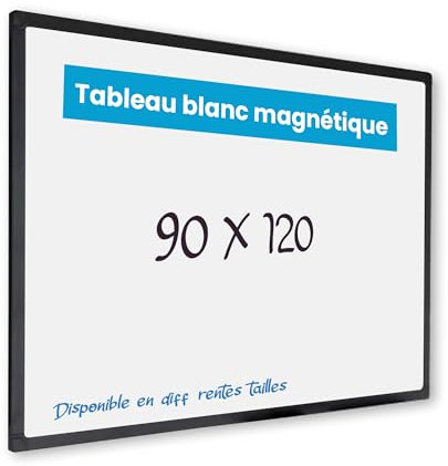 Vivol IVOL Tableau blanc Eco Magnetic 90x120,Cadre noir moderne,Tableau magnétique,Tableau blanc magnétique,Porte-stylos,6 tailles,Magnétique et inscriptible