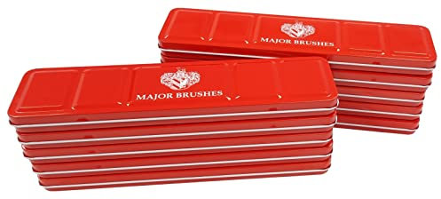 Major Brushes Artist Watercolour Red Paint Tin 12 Blocks - Pack of 10