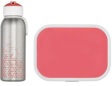 Mepal - Thermo-Lunchset Flip-Up Campus - Isolierte Edelstahl Trinkflasche für Kinder - 9 Stunden heiß & 12 Stunden kalt - Bento-Brotdose mit Einsatz & Gabel - BPA-frei - pink