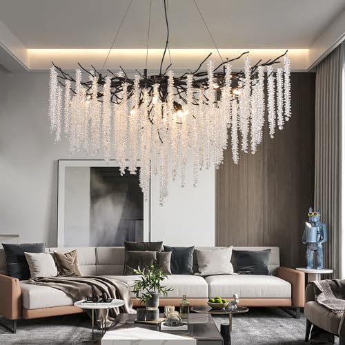 AHXIAOZN Modern Kronleuchter Kristall Leuchte,Luxus Kristall Pendelleuchte,Dimmbar Rund Kristall Hängeleuchte,für Esszimmer, Küche, Wohnzimmer, Schlafzimmer, Flur, Café,Bar(Schwarz,120cm)