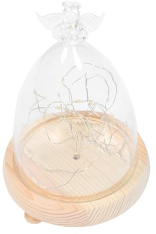 DRESSOOS 1 Stück Schnur Erhaltene Blumenglasabdeckung Kuppelglocke Aus Glas Glaskuppel Mit Licht Und Sockel Kuppel Beleuchten Jar Display Glasglocke Holzvase Holz Konservierungsflasche Led