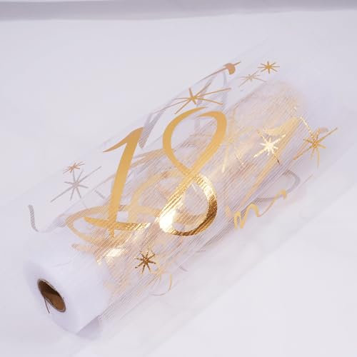 VIKY Tischläufer Geburtstag, 18 Geburtstag Deko, Glänzend Gold Deko 18. Geburtstag Junge Tischdeko, Tischdeko Geburtstag 18 Mädchen, Party Deko 18 Geburtstag Tischband, 18. Geburtstag Deko Tischläufer
