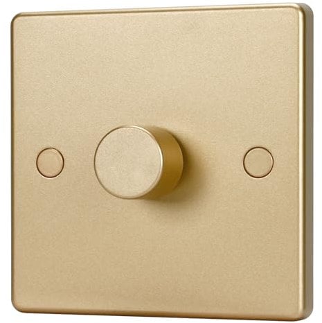 Aroidful 5-200W LED Dimmer Switch, Push On/Off 1 Gang 2-Way Rotary Trailing Edge Dimmer, Dimmer Light Switch for Dimmable LED Lights/Incandescent/Halogen (Gold)
