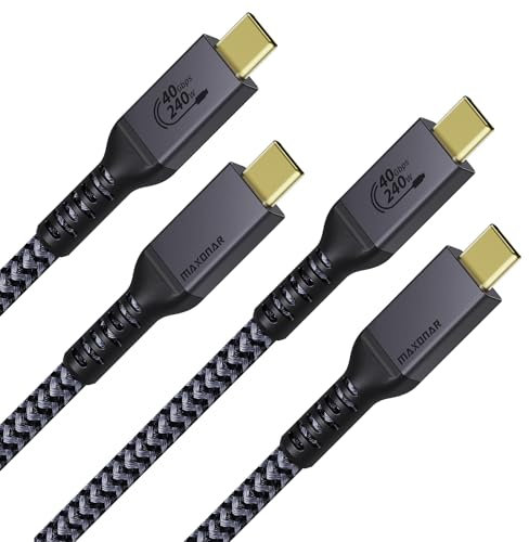 Maxonar Câble USB4 Certifié avec Câble Thunderbolt 4,Câble de Charge 240W Câble de Données 40Gbps,8K@60Hz 4K120Hz HDR,PD3.1,Câble USB C vers USB C,pour MacBook,SSD,Moniteur,Laptop,Hub,1m,2 paquets