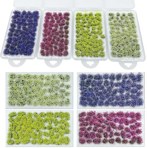 Woohome 212 PCS Modèle Arbres Gazon Lichen pour Feuillage, Multicolore Touffe d'herbe Statique Herbe Artificielle Modèle pour Le Chemin de Fer de Paysage de Train