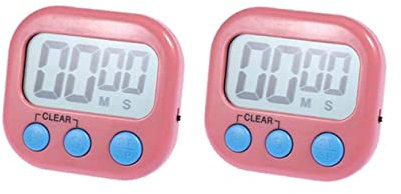 Cabilock 2 Piezas Dispositivo de Tiempo de Laboratorio Limited Run Games Color Rosa Reloj Digital Temporizador Relojes cronómetro Reloj magnético Ultra Delgado número Despertador cronógrafo