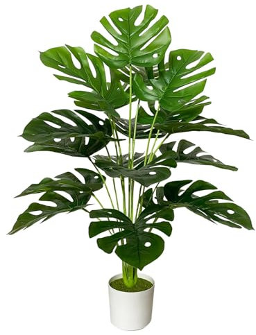 AIVORIUY Árbol Artificial Planta Artificial con Maceta, Grande Palmera Falso Planta Falsa Interior Decoración para Hogar Salón Dormitorio Oficina Patio Tienda Jardín Baño (75cm Palmera Monstera)