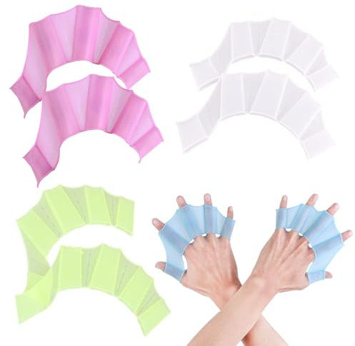 Peiyee 4 Paio Pinne Nuoto Piscina,Mezze Pinne Nuoto Piscina,Guanti Acquatici Palm,Nuoto Guanti Acquatici Pinne,Nuoto Per Lo Snorkeling Per Nuoto Immersioni Per Bambini Donna Uomo (S/M/L) (S)