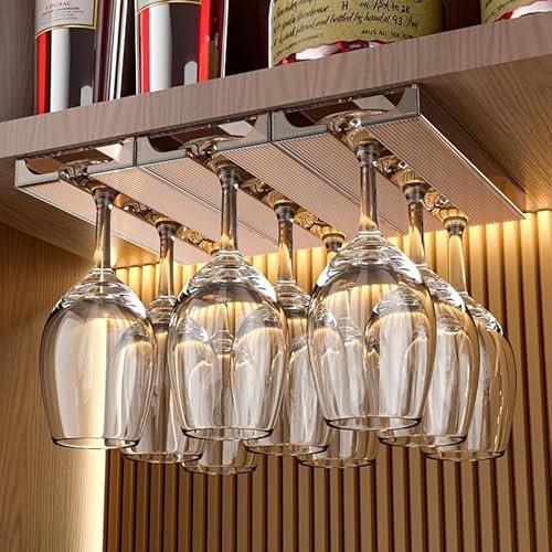 Vaisoeny 2 Pack Wine Glass Rack, Translucent Stemware Holder and Organizer for Kitchen and Bar (Amber)