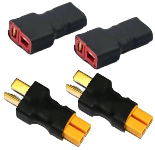 LINSYRC 2 Pairs Deans T Plug to XT30 Connector RC Male Female Adapter for RC Lipo NiMH Battery Charger (XT30 to Deans T-Plug)