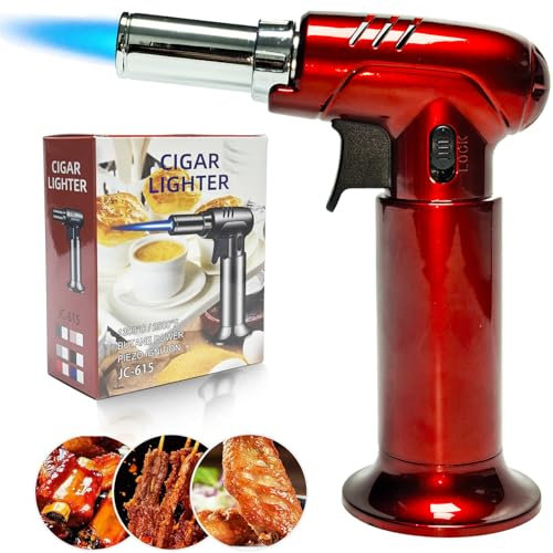 Chalumeau de cuisine à flamme oxydrique portable avec verrouillage de sécurité réglable à gaz, convient pour la cuisine, la pâtisserie, le dessert, la crème cuite, le camping,