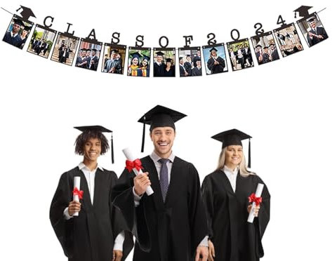 2024 Foto-Banner zum Schulabschluss, Banner, Dekoration, Abschlussfeier, Partyzubehör für Uni, Gymnasium, Mittelschule